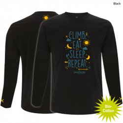 Kletter Shirt "Climb eat sleep", lang - Herren - Black