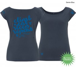 Kletter Shirt "Climb eat sleep" - Damen - Denim Blue
