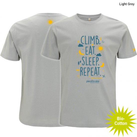 Kletter Shirt "Climb eat sleep" - Herren - Light Grey - zum Schließen ins Bild klicken