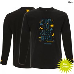 Climbing shirt "Climb eat sleep", long - Men - Black
