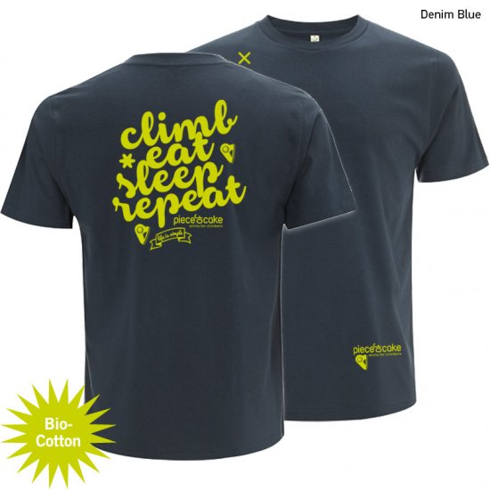Kletter Shirt "Climb eat sleep" - Herren - Denim Blue - zum Schließen ins Bild klicken