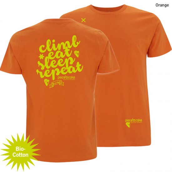 Kletter Shirt "Climb eat sleep" - Herren - Orange - zum Schließen ins Bild klicken