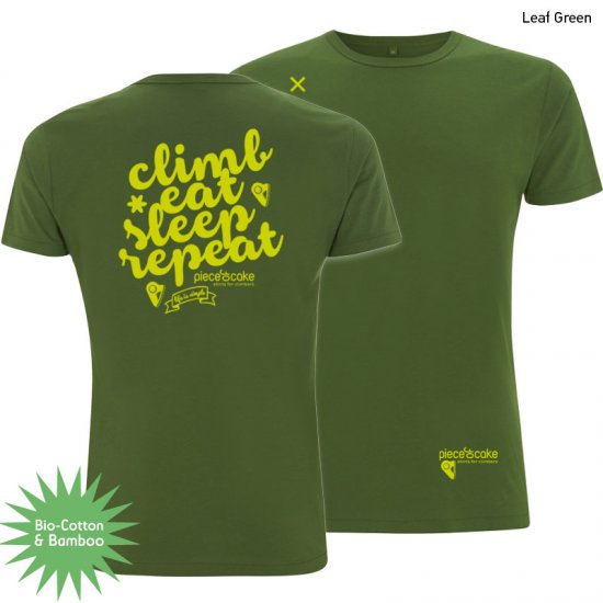 Climbing shirt "Climb eat sleep" - Men - Leaf Green - Click Image to Close