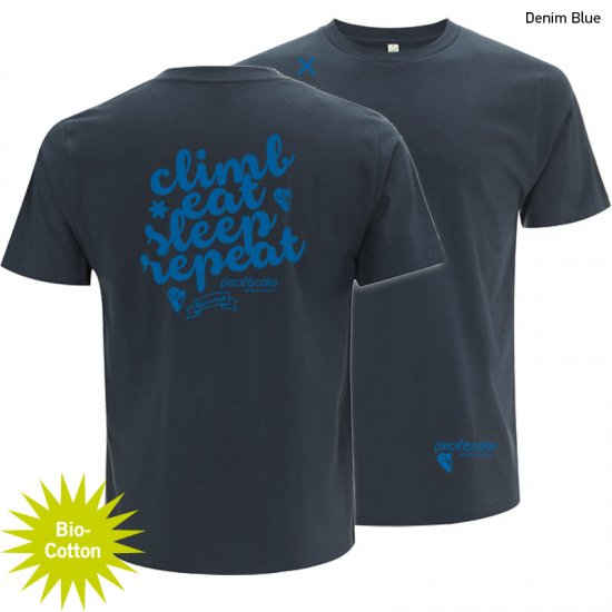 Kletter Shirt "Climb eat sleep" - Herren - Denim Blue - zum Schließen ins Bild klicken