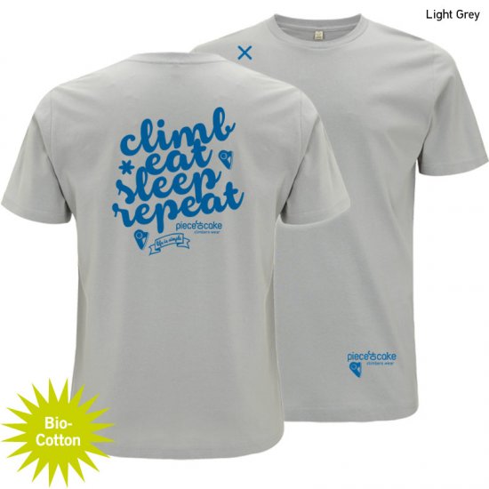 Climbing shirt "Climb eat sleep" - Men - Light Grey - Click Image to Close