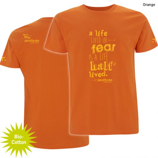 Climbing shirt "No fear" - Men - Orange - Click Image to Close