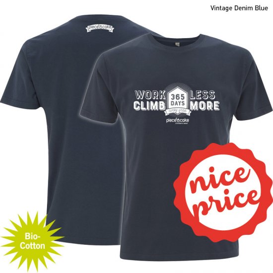 Climbing shirt "Climb more" - Men - Vintage Denim Blue - Click Image to Close