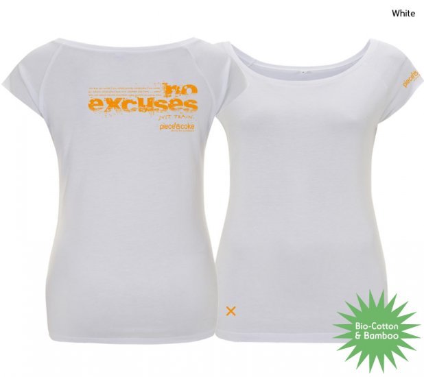 Climbing shirt "No excuses" - Women - White - Click Image to Close
