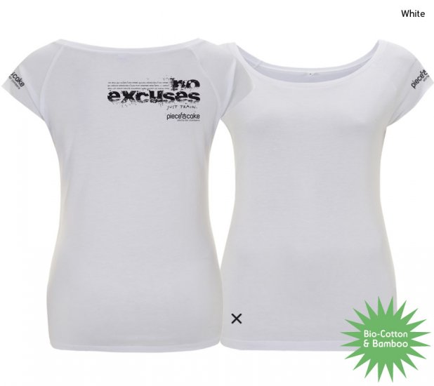 Climbing shirt "No excuses" - Women - White - Click Image to Close