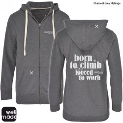 Climbing hoody "Born to Climb", Zipper - Men - Charcoal Grey