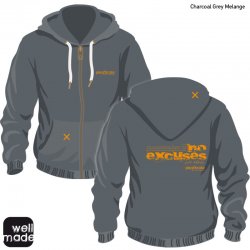 Climbing hoody "No excuses", Zipper - Men - Charcoal Grey
