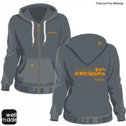 Climbing Hoody "No excuses", Zipper - Women - Charcoal Grey